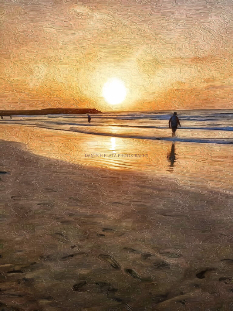 sunset over the beach
